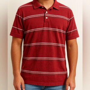 Point Zero XL Red Stripe Polo Vintage 90s Cotton Polo Shirt